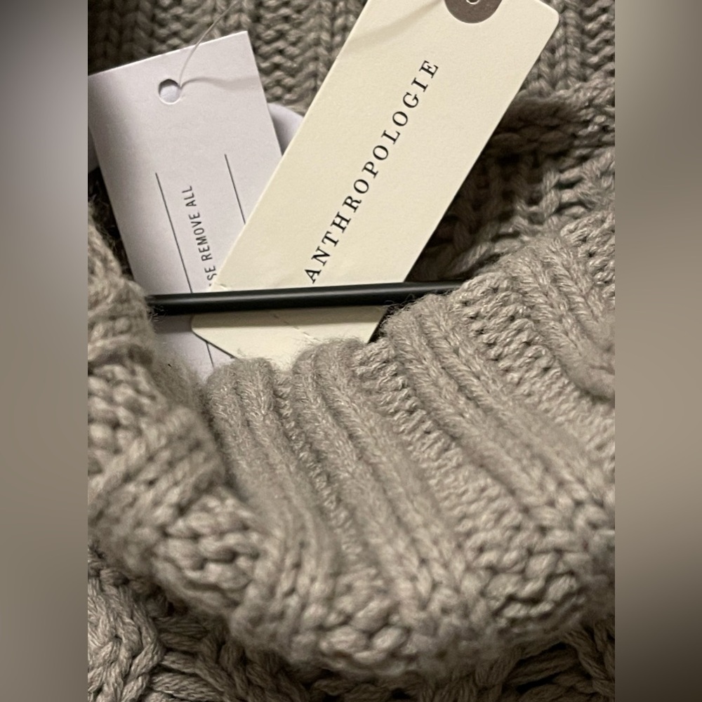 Anthropologie 525 America Gray Knit Popcorn Turtleneck Sweater Dress - Picture 5 of 7